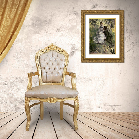 The Lovers Gold Ornate Wood Framed Art Print with Double Matting by Renoir, Pierre-Auguste