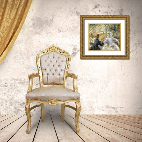 The Rowers Lunch Gold Ornate Wood Framed Art Print with Double Matting by Renoir, Pierre-Auguste
