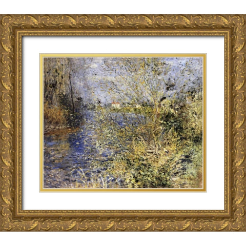 The Seine at Argenteuil Gold Ornate Wood Framed Art Print with Double Matting by Renoir, Pierre-Auguste