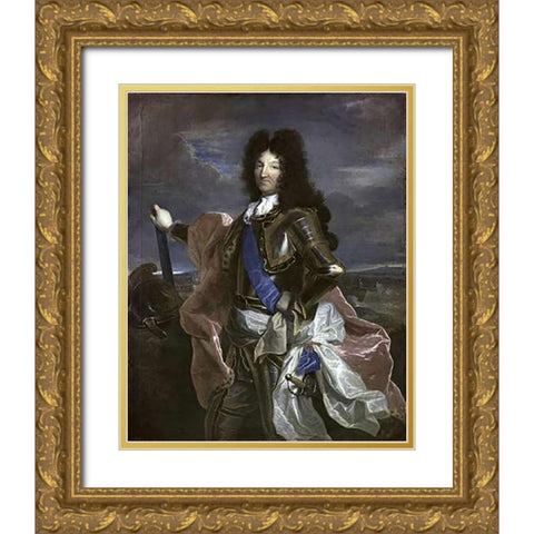 Louis XIV, King of France Gold Ornate Wood Framed Art Print with Double Matting by Rigaud, Hyacinthe