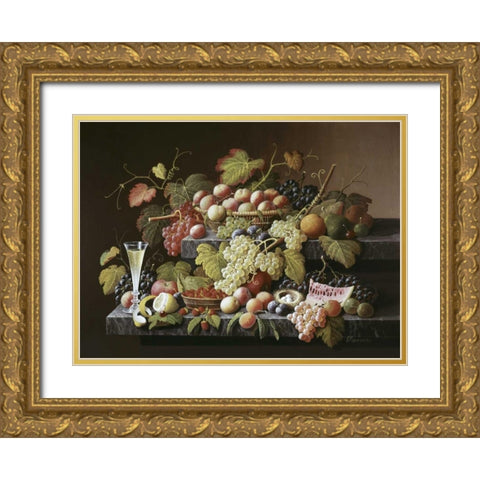 Bountiful Harvest Gold Ornate Wood Framed Art Print with Double Matting by Roesen, Severin