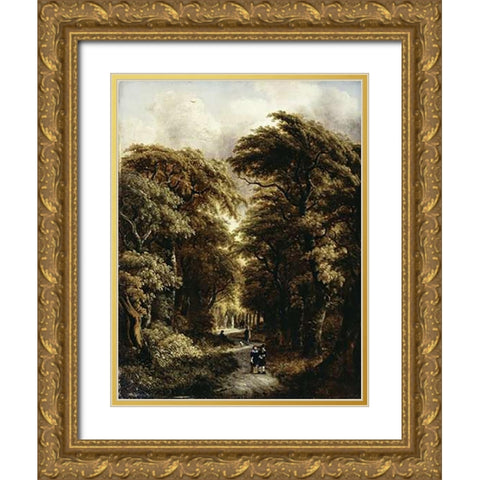 In The Forest Gold Ornate Wood Framed Art Print with Double Matting by Rombouts, Gillis