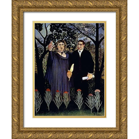 A Poet Inspired By The Muse Gold Ornate Wood Framed Art Print with Double Matting by Rousseau, Henri