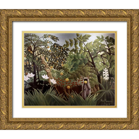 Exotic Landscape Gold Ornate Wood Framed Art Print with Double Matting by Rousseau, Henri