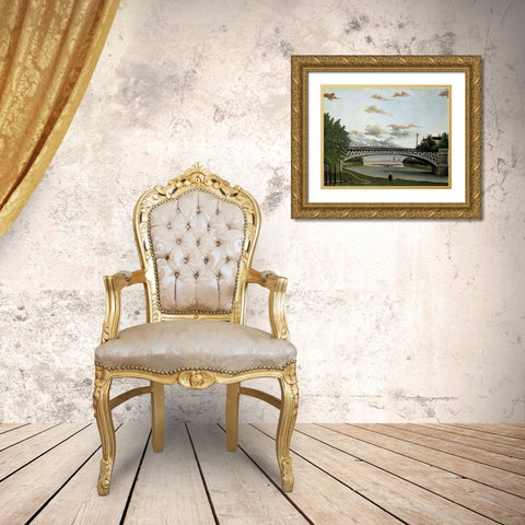 The Charenton Bridge Gold Ornate Wood Framed Art Print with Double Matting by Rousseau, Henri