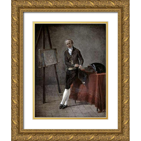 Artist Portrait Gold Ornate Wood Framed Art Print with Double Matting by Sablet, Jacques Henri