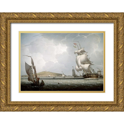 Boston Harbor Gold Ornate Wood Framed Art Print with Double Matting by Salmon, Robert