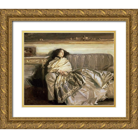Repose Gold Ornate Wood Framed Art Print with Double Matting by Sargent, John Singer
