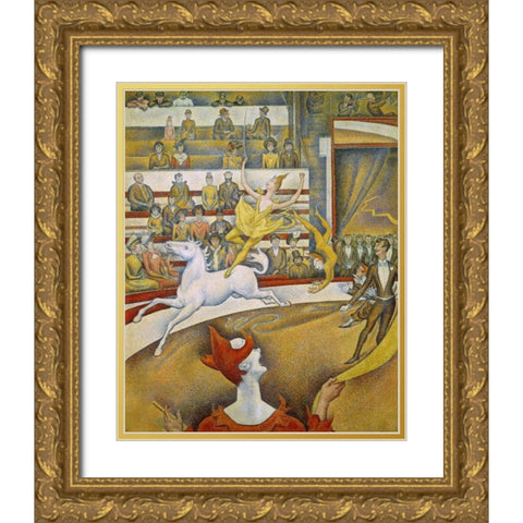 The Circus Gold Ornate Wood Framed Art Print with Double Matting by Seurat, Georges