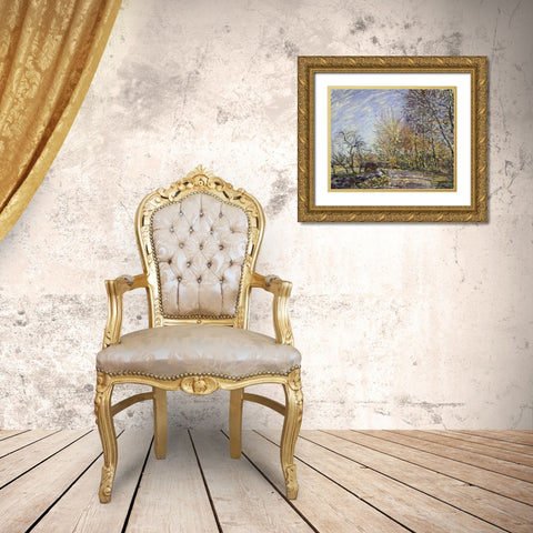 Outskirts of the Fontainbleau Forest Gold Ornate Wood Framed Art Print with Double Matting by Sisley, Alfred