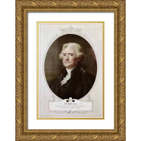 Thomas Jefferson Gold Ornate Wood Framed Art Print with Double Matting by Stuart, Gilbert