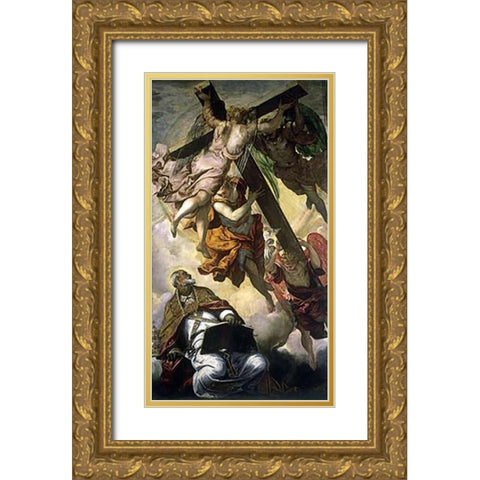 St. Peters Vision Gold Ornate Wood Framed Art Print with Double Matting by Tintoretto, Jacopo