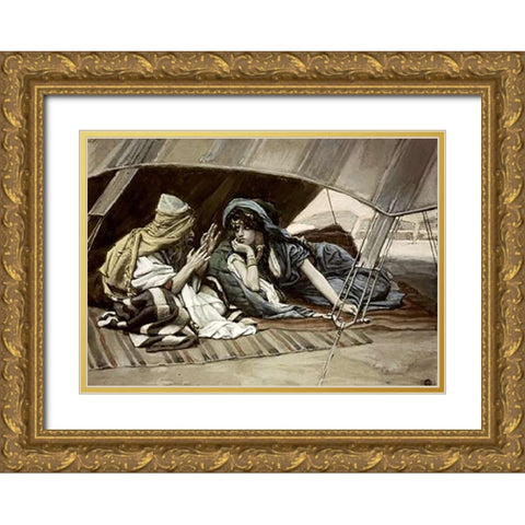 Abrahams Counsel To Sarah Gold Ornate Wood Framed Art Print with Double Matting by Tissot, James