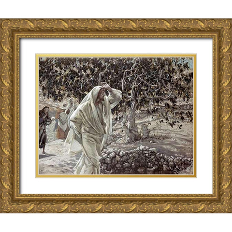 Accursed Fig Tree Gold Ornate Wood Framed Art Print with Double Matting by Tissot, James
