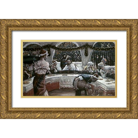 Alabaster Box of Very Precious Ointment Gold Ornate Wood Framed Art Print with Double Matting by Tissot, James