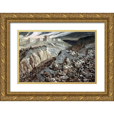 Ambuscade Gold Ornate Wood Framed Art Print with Double Matting by Tissot, James