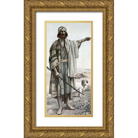 Amos Gold Ornate Wood Framed Art Print with Double Matting by Tissot, James