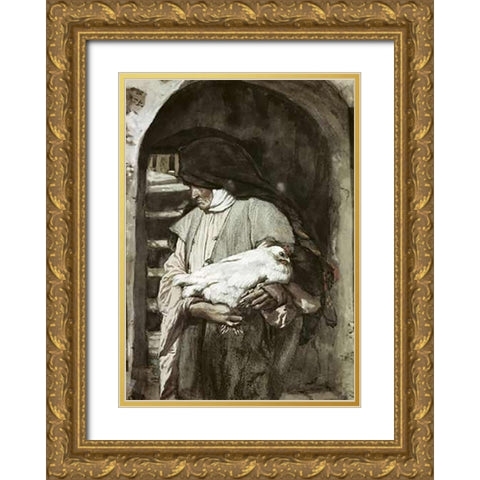 Anna Gold Ornate Wood Framed Art Print with Double Matting by Tissot, James