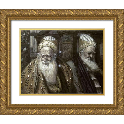 Annas and Caiaphas Gold Ornate Wood Framed Art Print with Double Matting by Tissot, James