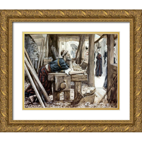 Anxiety of Joseph Gold Ornate Wood Framed Art Print with Double Matting by Tissot, James Jacques