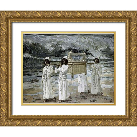 Ark Passes Over The Jordan Gold Ornate Wood Framed Art Print with Double Matting by Tissot, James