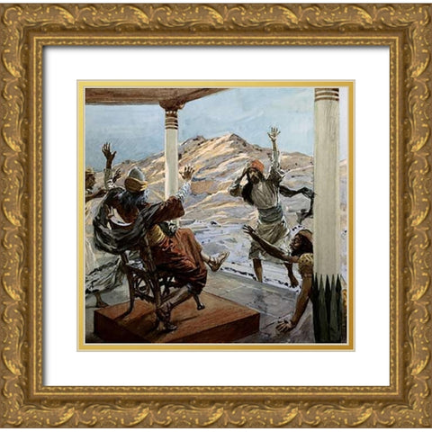 Bad News Gold Ornate Wood Framed Art Print with Double Matting by Tissot, James