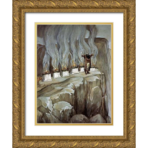 Balaam Prophesies The Glory of Israel Gold Ornate Wood Framed Art Print with Double Matting by Tissot, James