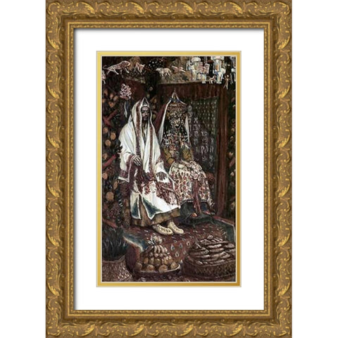 Betrothed of Cana In Galilee Gold Ornate Wood Framed Art Print with Double Matting by Tissot, James