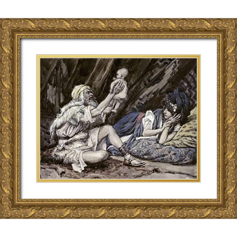 Birth of Noah Gold Ornate Wood Framed Art Print with Double Matting by Tissot, James