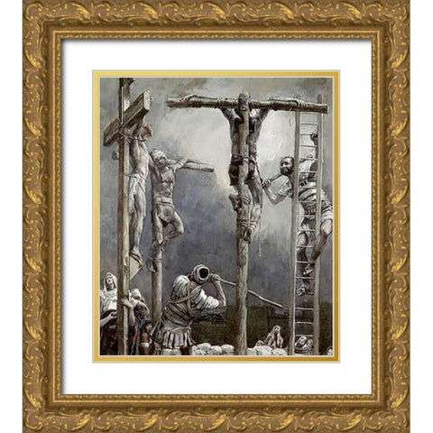 Breaking The Thieves Legs Gold Ornate Wood Framed Art Print with Double Matting by Tissot, James