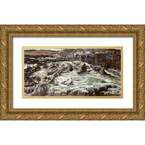 Calvary From The Walls of Herods Palace Gold Ornate Wood Framed Art Print with Double Matting by Tissot, James