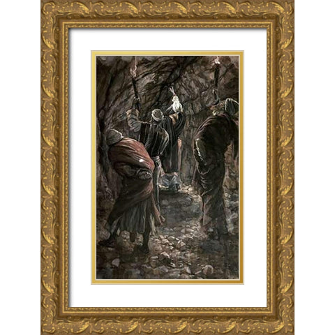 Chasm In The Rock of Calvary Gold Ornate Wood Framed Art Print with Double Matting by Tissot, James