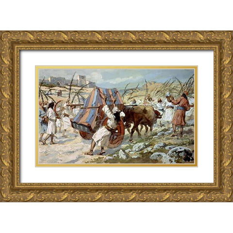 Chastisement of Uzzah Gold Ornate Wood Framed Art Print with Double Matting by Tissot, James