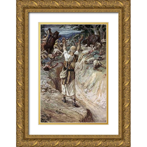 Children Devoured By Bears Gold Ornate Wood Framed Art Print with Double Matting by Tissot, James