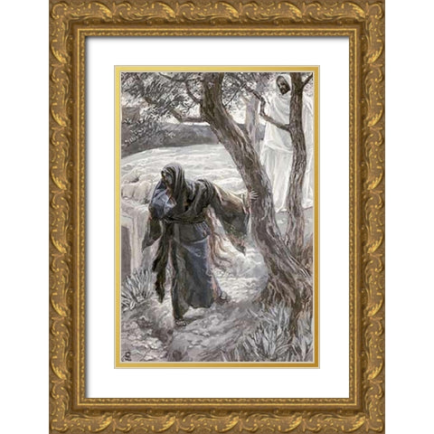 Museumist Appears to Mary Magdalene Gold Ornate Wood Framed Art Print with Double Matting by Tissot, James