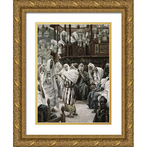 Museumist Healing The Withered Hand Gold Ornate Wood Framed Art Print with Double Matting by Tissot, James