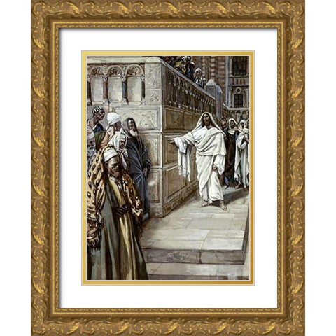 Corner Stone Gold Ornate Wood Framed Art Print with Double Matting by Tissot, James