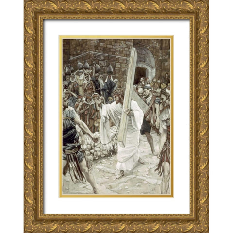 Daughters of Jerusalem Gold Ornate Wood Framed Art Print with Double Matting by Tissot, James Jacques
