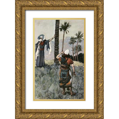 Deborah Beneath The Palm Tree Gold Ornate Wood Framed Art Print with Double Matting by Tissot, James