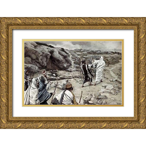 Get Thee Behind Me, Satan Gold Ornate Wood Framed Art Print with Double Matting by Tissot, James