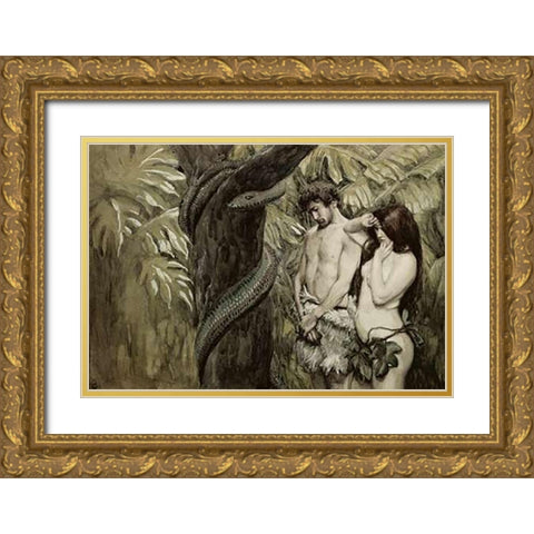 Gods Curse Gold Ornate Wood Framed Art Print with Double Matting by Tissot, James