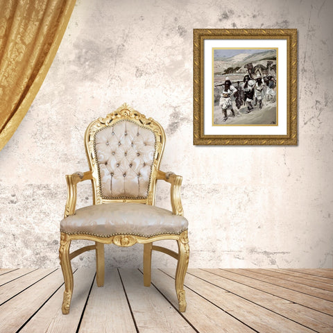 Grapes of Canaan Gold Ornate Wood Framed Art Print with Double Matting by Tissot, James