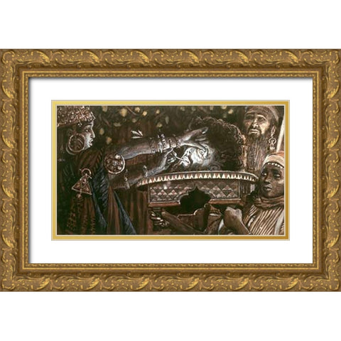 Head of John The Baptist On a Charger Gold Ornate Wood Framed Art Print with Double Matting by Tissot, James