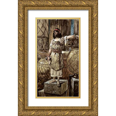 Hiram Founder of The Two Pillars Gold Ornate Wood Framed Art Print with Double Matting by Tissot, James