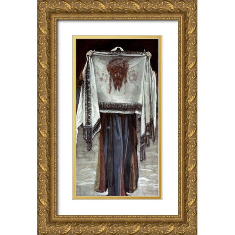 Holy Face Gold Ornate Wood Framed Art Print with Double Matting by Tissot, James Jacques