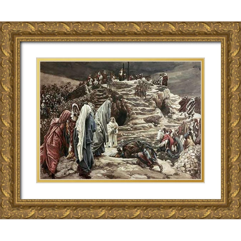 Holy Women Look On From Afar Gold Ornate Wood Framed Art Print with Double Matting by Tissot, James