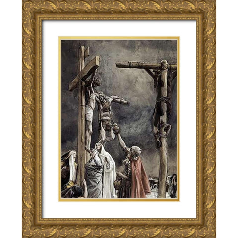 I Thirst, Vinegar Given To Jesus Gold Ornate Wood Framed Art Print with Double Matting by Tissot, James