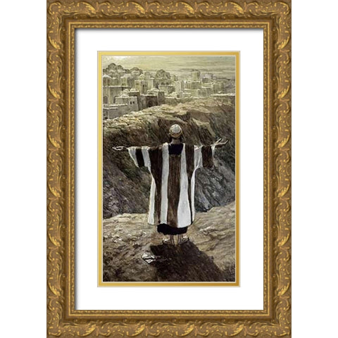 I Will Worship Toward thy Temple Gold Ornate Wood Framed Art Print with Double Matting by Tissot, James