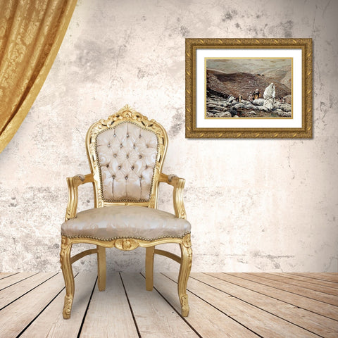 Jesus Goes Up To Jerusalem Gold Ornate Wood Framed Art Print with Double Matting by Tissot, James