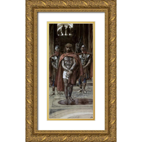 Jesus Leaves The Judgement Hall Gold Ornate Wood Framed Art Print with Double Matting by Tissot, James Jacques